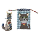 Patchwork Animals 3, Stuffed Cat and Drawstring Pouch