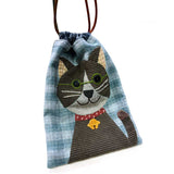 Patchwork Animals 3, Stuffed Cat and Drawstring Pouch