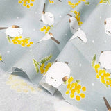 web20251225-01, Oxford Print Fabric, Mimosa and long-tailed tit, Price per 0.1m, Minimum order is 0.3m~ | Fabric